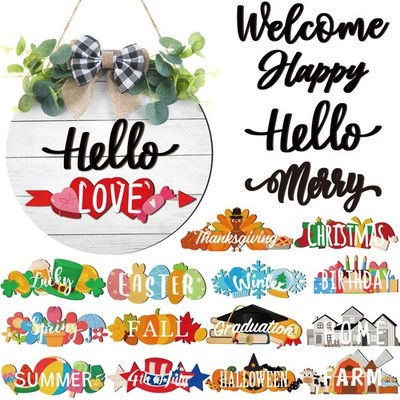 20 Pieces Interchangeable Welcome Sign for All Seasons Seasonal Front Door De...