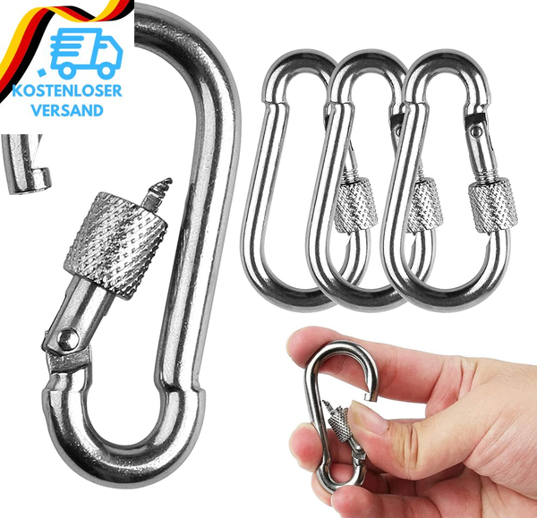Donql 4 Stk M6 Klein Karabinerhaken Mit 135 Kg Belastbarkeit, Edelstahl Karabine-image