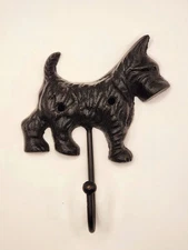 Scottie Dog Wall Hook Cast Iron Key Towel Leash Coat Hanger Black Finish