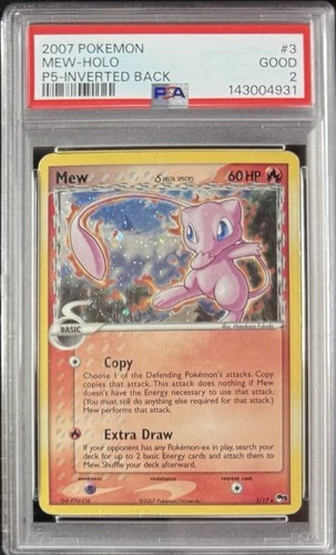 2007 Pokemon Mew Pop Series 5 Holo Inverted Back 3/17 PSA 2 Good