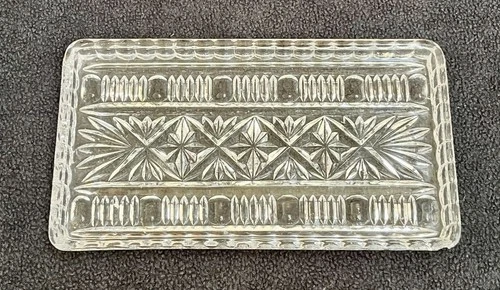 Antique Pressed Cut Crystal Glass Tray Dish Windsor Star Cane Federal Glass Co.