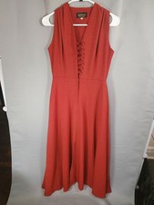 Vintage Chaneline Red Sleeveless Button-Front Maxi Dress