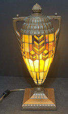 Vintage Tiffany Style Stained Glass 15 Urn Tr...