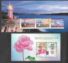 AUSTRALIA 2018 LIGHTHOUSE AND QUEEN ELIZABETH MIN SHEETS MNH