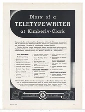 1936 AT&T Bell System Telephone Ad: TELETYPEWRITER for Kimberly Clark Company