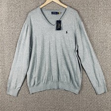 Polo Ralph Lauren Sweater Men  s XL Gray Cotton V Next Long Sleeve NWT 336