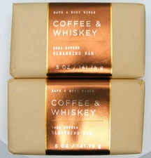 2x BATH & BODY WORKS COFFEE & WHISKEY CLEANSING BARS 5oz ea Shea Butter Men Soap