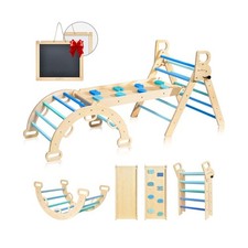 BlueWood Pikler Triangle Set, 7-in-1 Foldable Wooden Toddler Climbing Toys In...