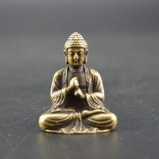 Bronze Brass Buddha Statue Sitting Ornament Figurine Sculpture 2.2*3.0cm Decor