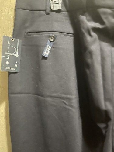 Ballin Classic Comfort "Eze" Super 120's Navy Flat Front Trousers Sz 44X38 - Picture 12 of 14