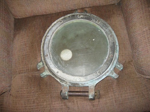 BULLAUGE Abdeckung ANTIK MESSING BRONZE SCHIFF MARITIM 3 HUNDEOHREN 10" DURCHMESSER 37 Pfund - Bild 2 von 2