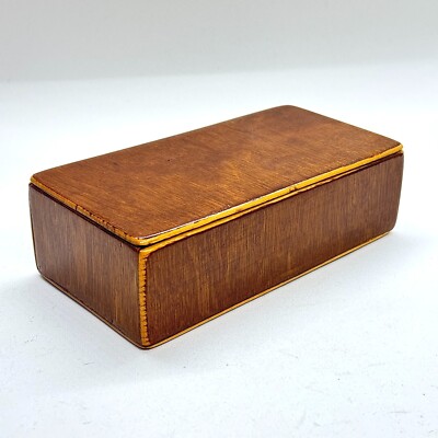 VINTAGE RECHTECKIGE AUFBEWAHRUNGSBOX AUS HOLZ MIT DECKEL SCHREIBTISCH SCHMUCK ANDENKEN ETUI
