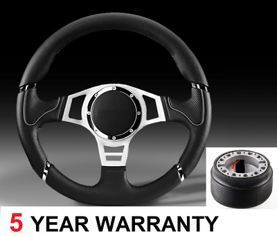 BLACK 350MM STEERING WHEEL AND BOSS KIT HUB FIT BMW E36 3 SERIES & M3 COUPE