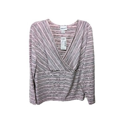NWT Fashion Bug Striped Faux Wrap Top Womens 18/ 20W Ponte Stretch  drs1.2