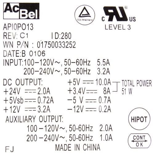 NETZTEIL WINCOR NIXDORF 01750033252 POWER SUPPLY 150 WATT API0PO13 - Bild 3 von 3