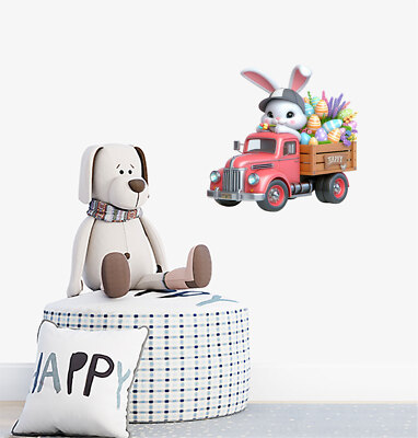 Osterhase Hase auf LKW Ei Wandbild bunte Vinyl Aufkleber Abziehbilder a8723