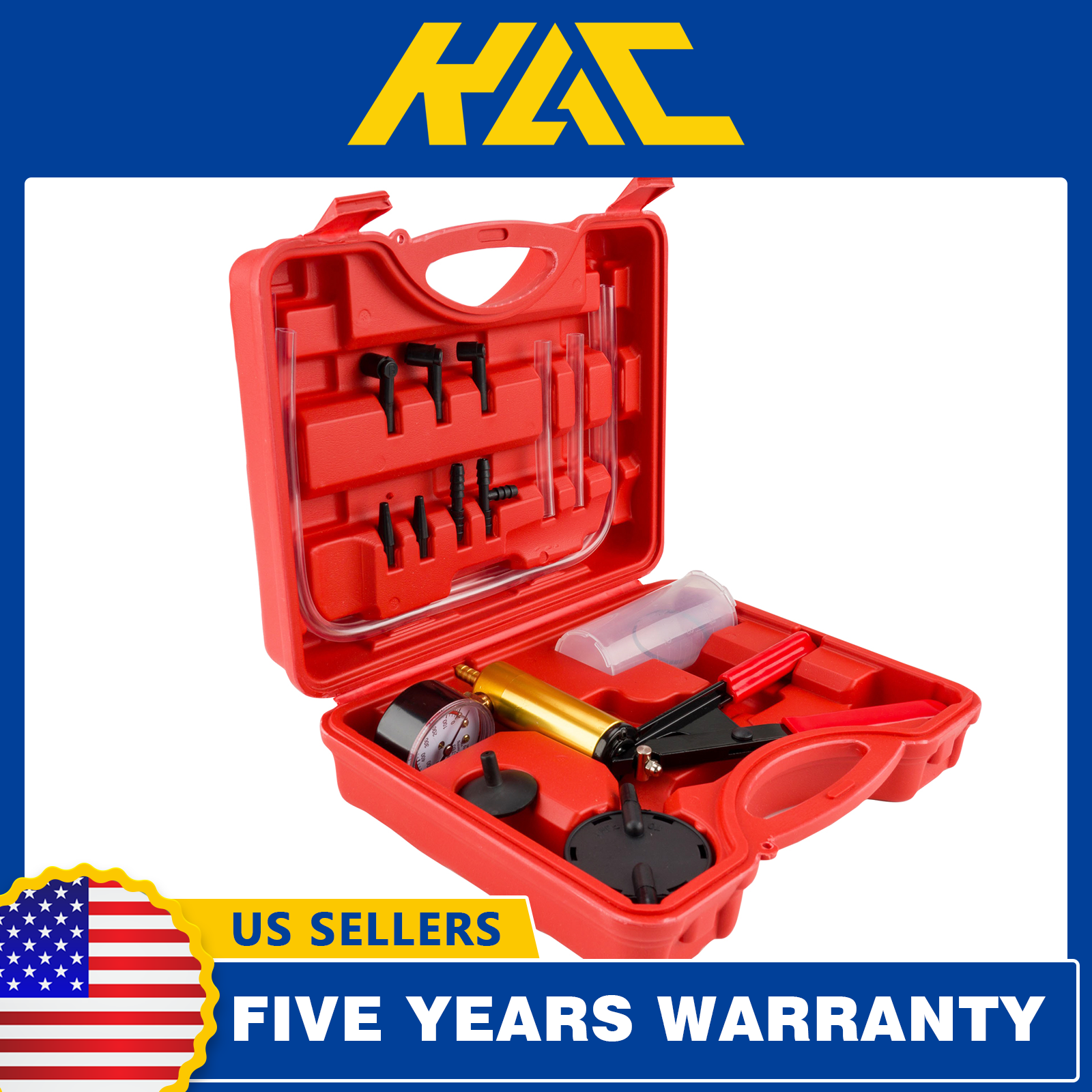 2 In 1 Brake Bleeder & Vacuum Pump Gauge Test Tuner Kit Tools DIY Hand