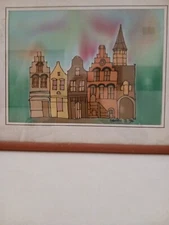 JAKARONDA Framed Hand Painted Silk Houses