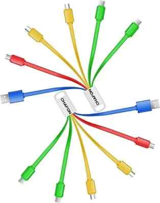 Multi Charging Cable Short, 2Pack 6 in 1 Multiple USB Fast Charger Multicolored