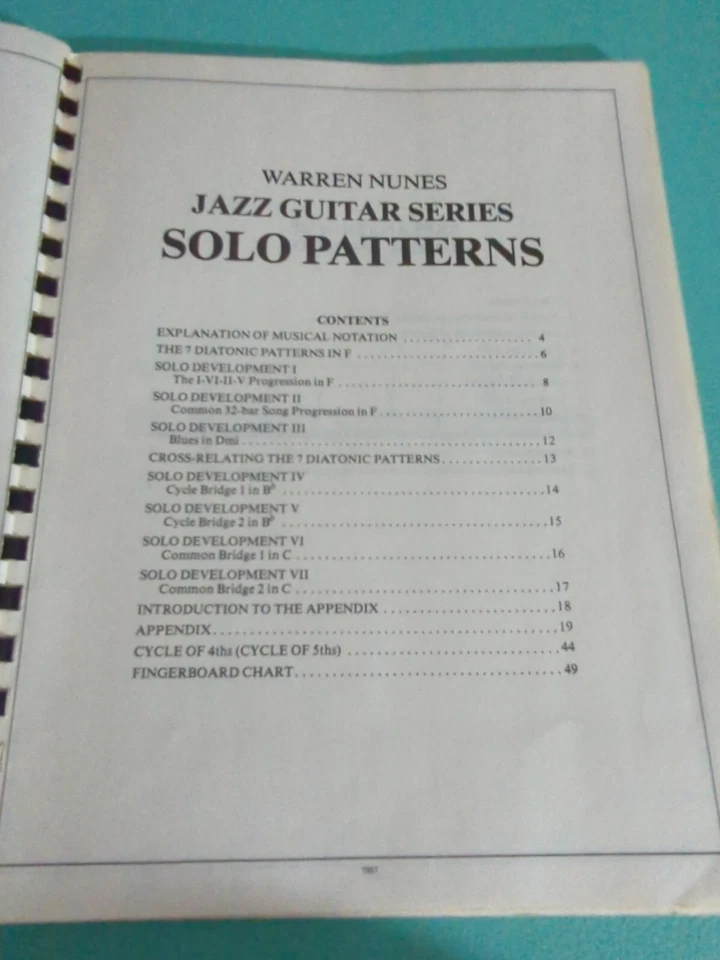 Libro raro de patrones en solitario de Warren Nunes para guitarra de jazz + grabación de demostración último Foto 2 de 4