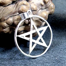 Large 925 Sterling Silver Pentacle Pentagram Pendant - Pagan Jewelry Amulet