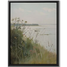 Coastal Meadow Oil Painting Canvas Wall Art Rustic Decor Impressionism Printable