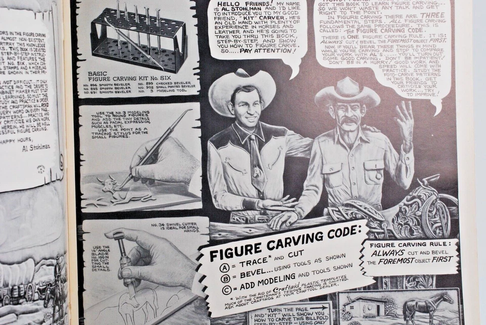 Al Stohlman Craftool 人物雕刻 1953 年皮革雕刻书 1953 年 — 第 2/4 张图片