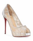 100% AUTHENTIC NEW WOMEN LOUBOUTIN VERY LACE 120 SILVER HEELS/PUMPS US 8.5 — photo 1