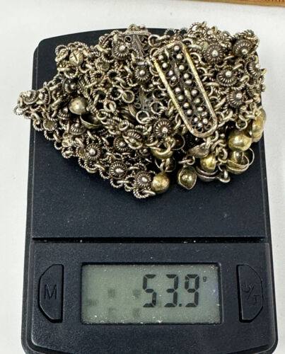 VTG Yemenite Israeli Ornate Handmade STERLING SILVER filigree NECKLACE Choker - Picture 8 of 11