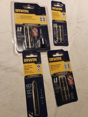 Lot of 4 irwin  Impact  Power  Bits #1, #2, #3 Length 2-3/8'', 1-15/16'', 3''
