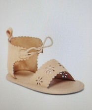 Old Navy Baby Girls Faux-Suede Scallop-Trim Sandals Acacia Tan Beige 12-18M