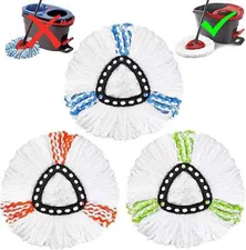 3 Pack Mop Replacement Heads Compatible with Spin Mop, Microfiber Mop...