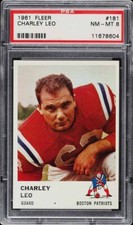 1961 Fleer FB Card #181 Charley Leo Boston Patriots ROOKIE RC PSA 8 NM-MT