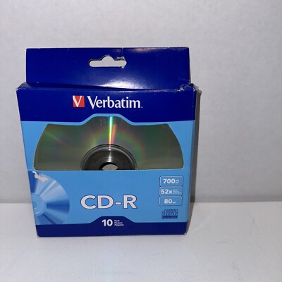 Verbatim CD-R Recordable 700MB 52X with Branded Surface 9 Discs In Open Box