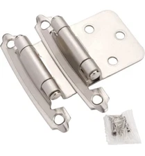 DecoBasics Satin Brushed Nickel Cabinet Hinges for Kitchen Cabinets 6 Pair = 12
