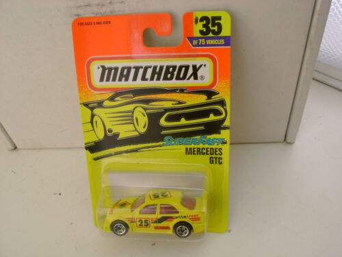 1996 MATCHBOX SUPERFAST #35 YELLOW MERCEDES-BENZ GTC RALLY CAR NEW ON CARD - Picture 2 of 6