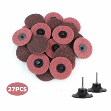 27PC 3inch Roll Lock Sanding Disc Medium Surface W/ Holder for Die Grinder Drill