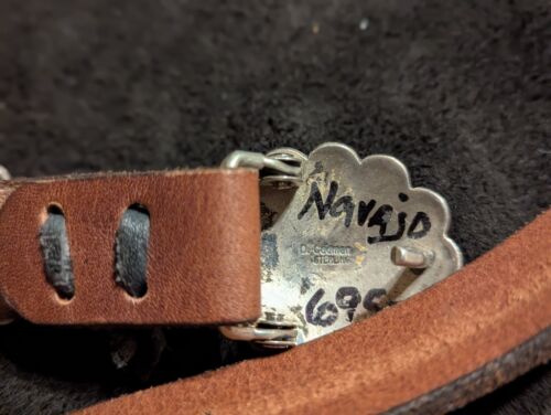 Vintage Leather & Silver Belt Native American Southwest Darrell Cadman - Picture 5 of 6