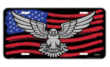 Eagle and American USA Flag Aluminum Metal Novelty Car License Plate Sign Tag