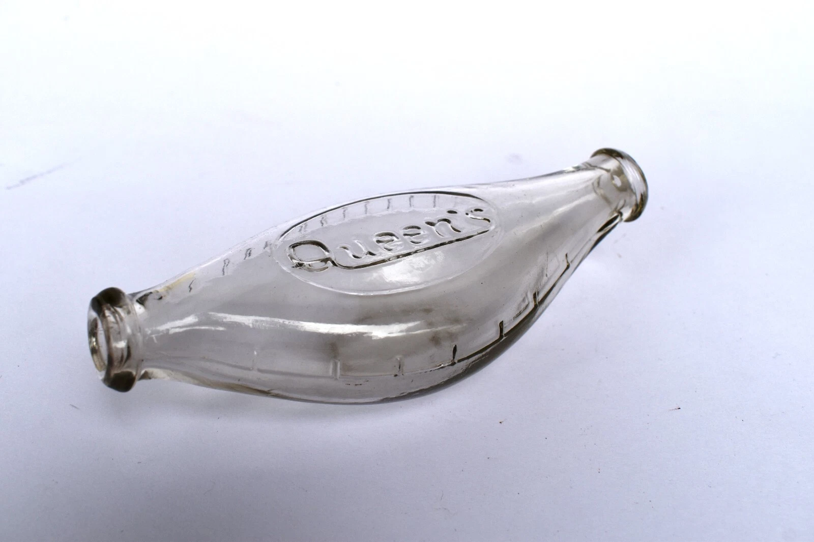 Vintage Queen's Milk Bottle Baby Feeding Double End Banana Glass Rare F15