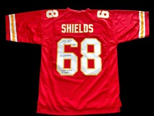 WILL SHIELDS SIGNED KANSAS CITY CHIEFS RED JERSEY HALL OF FAME PRO BOWL BAS 4