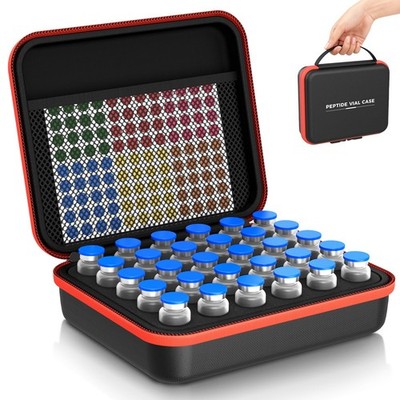 Diabetics Insulin Peptide Vial Case: 30 Slots Foam Removable Design for Stand...