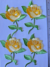 1PC yellow Dancing ROSE FLOWER  IRON ON Applique Patch EMBROIDERED