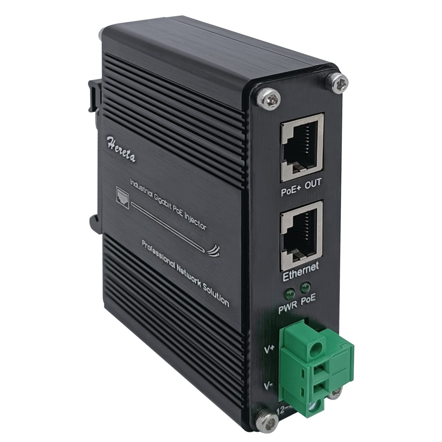 Injecteur Gigabit PoE+ industriel avec booster de tension 12V vers 48V
