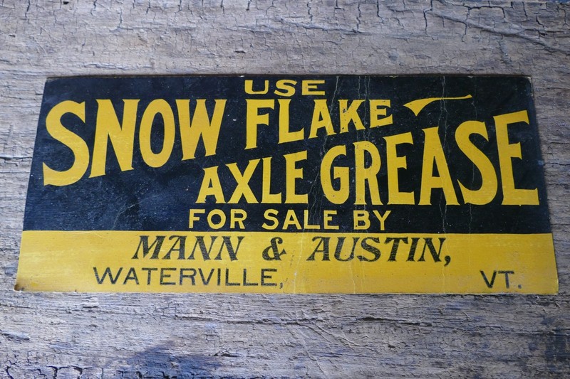 antique advertising sign Snow Flake axle grease cardboard 6 x 14 inch
