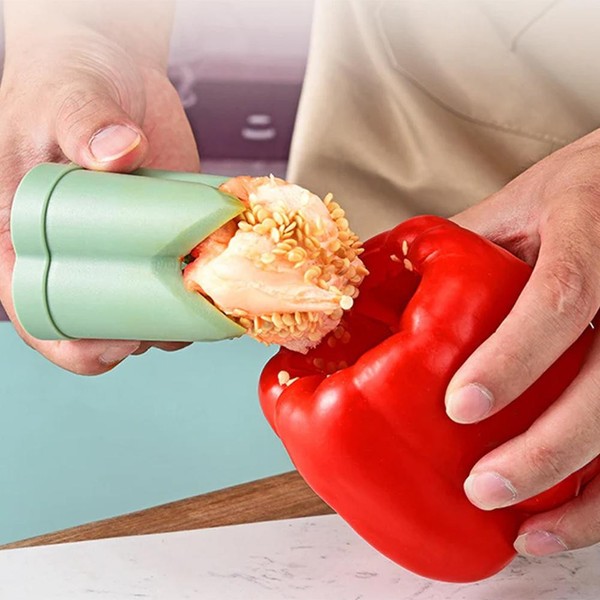 Removedor de semillas portátil 2 en 1 para verduras y frutas de cocina