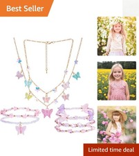 Charming Toddler Jewelry Set: 3 Butterfly Necklaces  Bracelets for Little Girls