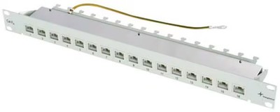 Telegärtner 19'' Patch Panel 1HE MPP16-HS K Cat.6a, geschirmt, lichtgrau (1000069