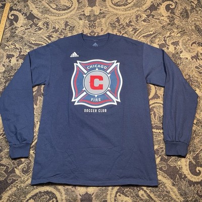 adidas MLS Mens Chicago Fire Soccer Club L/S Go-To-Tee Shirt Size Medium New