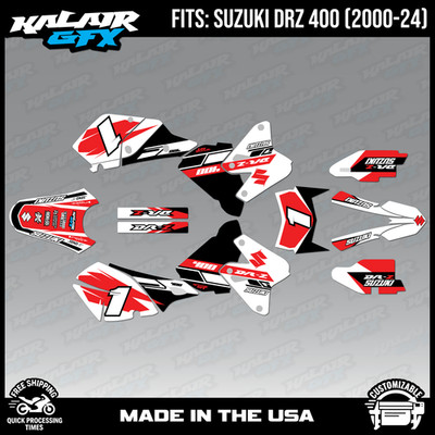 Graphics kit for Suzuki DRZ400 SM, S and E (2000-2024) Blaze Series - red